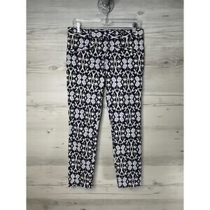Gap Skinny Ankle Pants Womens 6 Regular Blue White Ikat Pattern Stretch Pockets